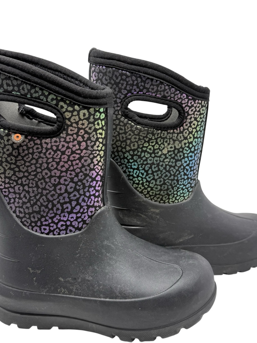 Kids BOGS Neo- Classic Rainbow Leopard Kids 3 Season Snow Boots Sz 1 Youth
